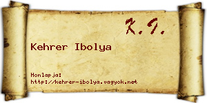 Kehrer Ibolya névjegykártya